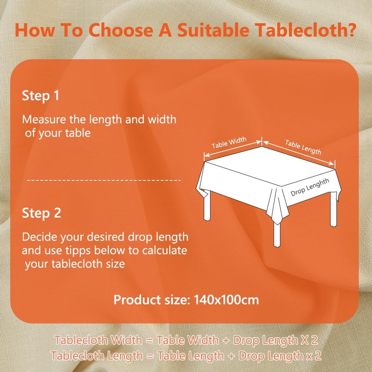 Tablecloth 140 x 100 cm - off-white - tafelbedekking - interieurdecoratie