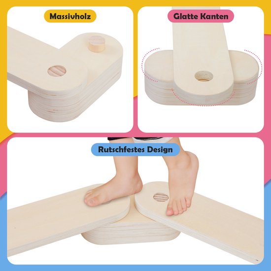 12-delige Houten Evenwichtsbalk Set - Train Balans & Coördinatie - Montessori Speelgoed voor Peuters & Kleuters van Merkloos — afbeelding 4