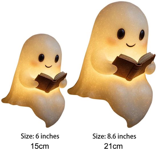 Schattige Spookachtige Leeslamp Voor 's Nachts - Halloween Spookachtige Nachtlamp - Spookachtige Leeslampjes Voor 's Nachts - 3D LED-Nachtlampje Halloween - Verlicht Halloween-Decor, Voor Slaapkamer, Studeerkamer, Lezers - 15 cm*1pcs + 21cm*1pcs van Merkloos — afbeelding 2