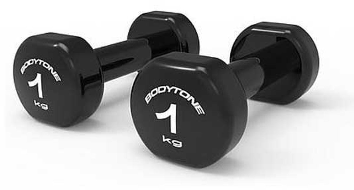 Bodytone Vynil 1kg Dumbbell 2 Eenheden Zilver 1kg