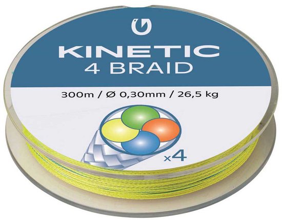 Ligne de pêche tressée Kinetic Cyber ​​4, 300 m, multicolore, 0,250 mm