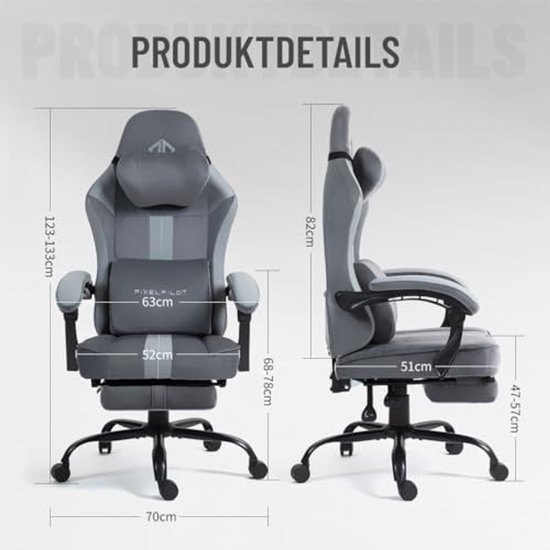 Ergonomische Gamingstoel met Voetensteun en Ademend Stof voor Optimale Comfort — afbeelding 4