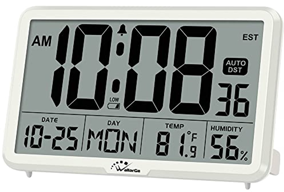 Digitale Wandklok met Temperatuur en Vochtigheid - Autoset Desk Wekker voor Senioren