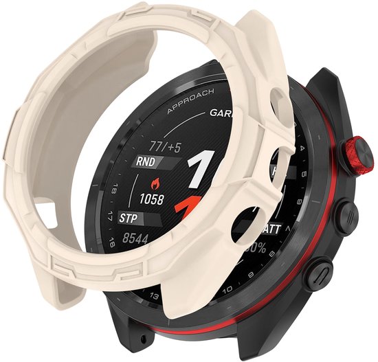 Strap-it Rugged TPU Beschermhoes (Beige) – Stevige schokbestendige case – duurzame bescherming – geschikt voor Garmin Approach S70 (42mm)