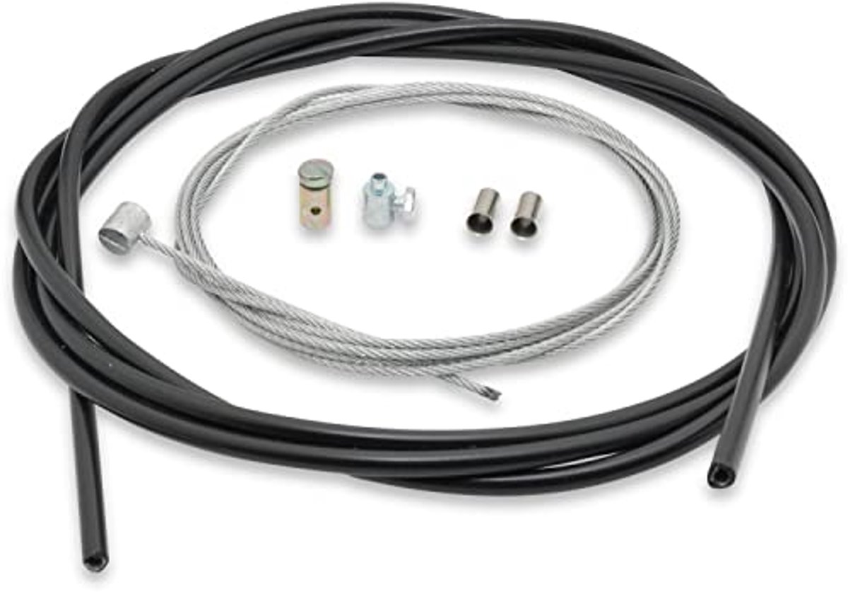 Koppelingskabel Ø2mm 2 meter met Schroefnippel en Dwarsnippel voor Bromfiets en Motorfiets