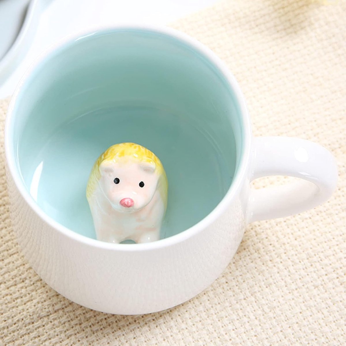 Hedgehog Mok Gift - Grappige Koffiemok - 3D Dierenmok - Keramisch - Schattige 350ml Theemok met Lepel & Onderzetter - Kerst Koffie Thee Mok - Schattig Verjaardagscadeau voor Vriendin Vrienden Mannen Vrouwen — cadeau in Cadeau-ideeën - foto 4