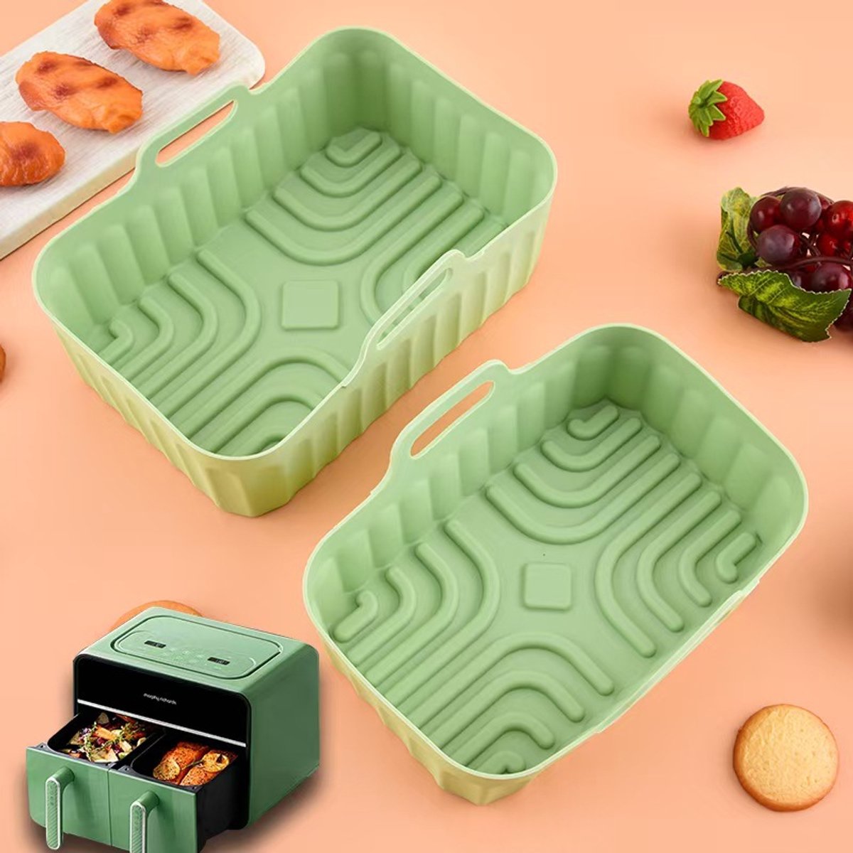 Geschikt voorNinja Foodi Max Dual Zone Air Fryer Accessories Set AF400EU/AF300EU/AF451EU met siliconen Air Fryer Mould Baking