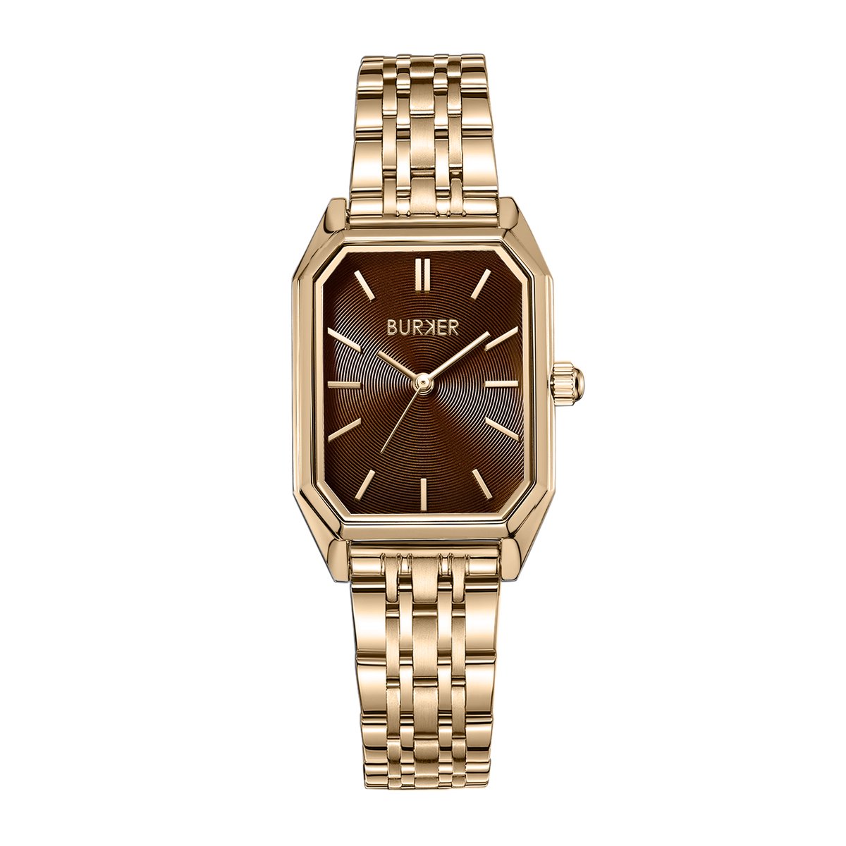 BURKER Isabell Horloge Dames - Rechthoekig - Goud Bruin - Schakelband - 28 mm