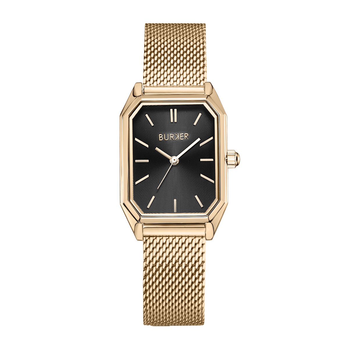 BURKER Isabell Horloge Dames - Rechthoekig - Goud Zwart - Milanese Band - 28 mm