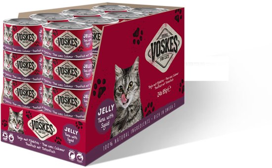 Voskes Kattenvoer Nat Tonijn met Pijlinktvis - 24 x 85 gr - Voordeelverpakking