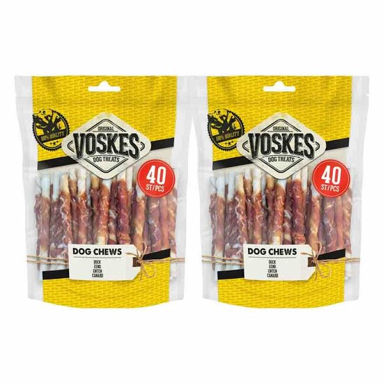 Voskes Rawhide Eend Sticks - 2 x 400 gr - Voordeelverpakking