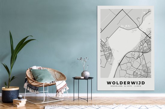 Tableau sur Toile City Map - Wolderwijd - Carte - Nederland - Carte - 120x180 cm - Décoration murale XXL
