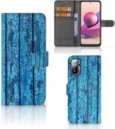 Magnet Case Xiaomi Redmi Note 10/10T 5G | Poco M3 Pro Telefoonhoesje Wood Blue