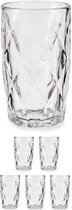 Set de 12 verres à boire/verres à eau en verre décoré de luxe de 340 ml transparent - Taille par verre 8 x 12,5 cm