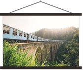 Posterhanger incl. Poster - Schoolplaat - Een trein over een brug - 60x40 cm - Zwarte latten