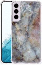 Telefoon Hoesje Geschikt voor Samsung Galaxy S22 Telefoonhoesje met foto met transparante rand Marmer Grijs