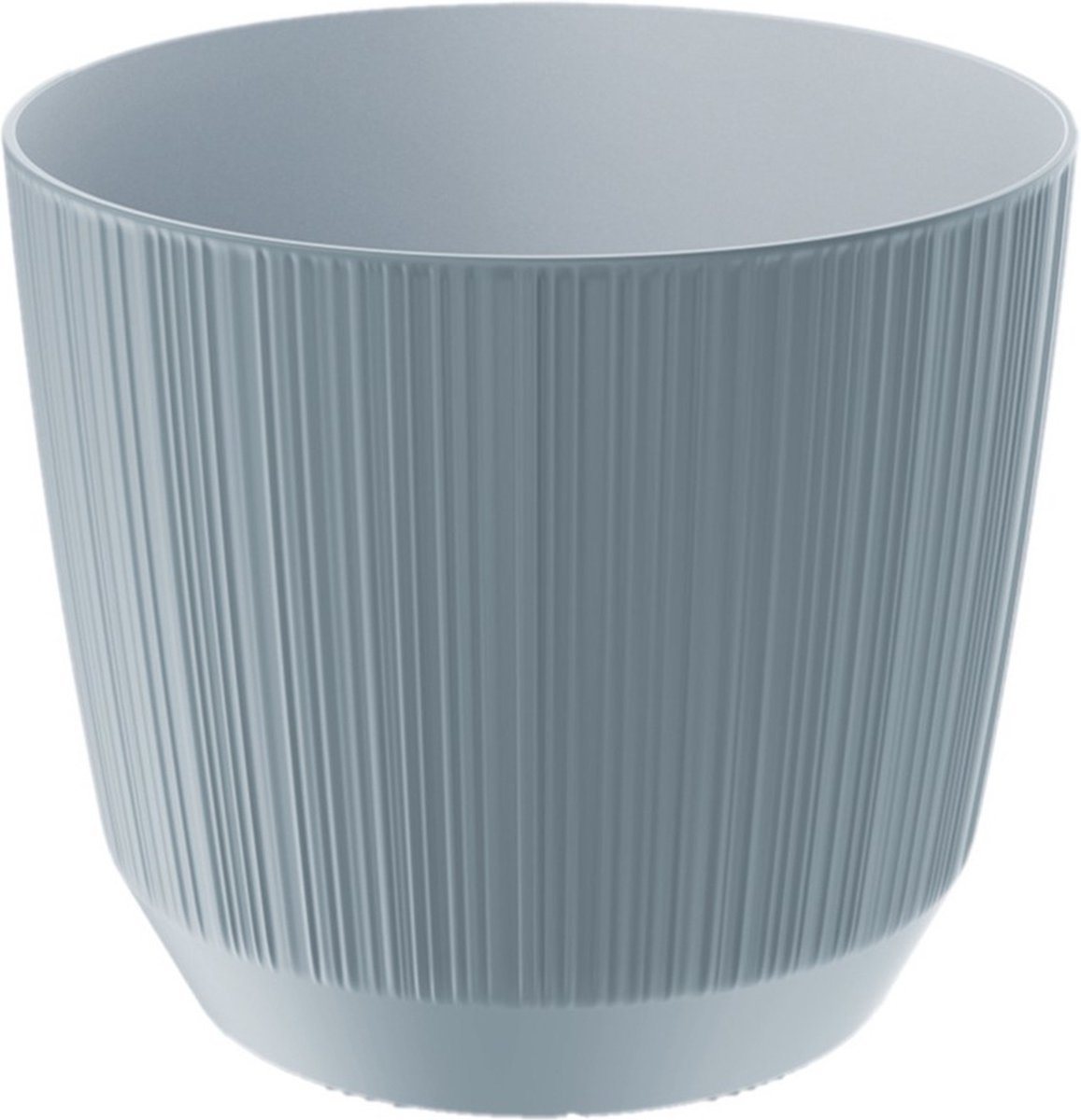 Prosperplast Plantenpot - stripe - steengrijs - kunststof - D13xH11 cm - voor binnen/buiten