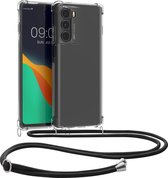 kwmobile telefoonhoesje geschikt voor Motorola Moto G200 5G - Hoesje met telefoonkoord - Back cover in transparant / zwart
