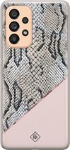 Casimoda® hoesje - Geschikt voor Samsung A53 - Snake Print - Backcover - Siliconen/TPU - Roze