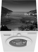 Wasmachine beschermer mat - Corsica - Zwart - Wit - Zeilboot - Breedte 60 cm x hoogte 60 cm