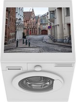 Wasmachine beschermer mat - Brugge - Fiets - België - Breedte 55 cm x hoogte 45 cm