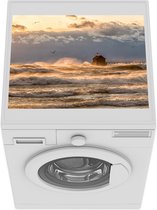 Wasmachine beschermer mat - Oceaan - Zon - Huis - Breedte 55 cm x hoogte 45 cm