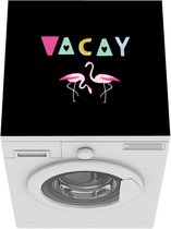 Wasmachine beschermer mat - Zomer - Flamingo - Zwart - Breedte 60 cm x hoogte 60 cm