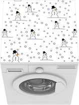 Wasmachine beschermer mat - Sneeuwpop - Sneeuw - Winter - Patronen - Kerst - Breedte 60 cm x hoogte 60 cm