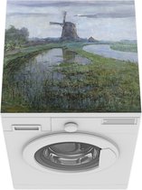 Wasmachine beschermer mat - Oostzijdse molen aan het Gein bij maanlicht - Piet Mondriaan - Breedte 60 cm x hoogte 60 cm