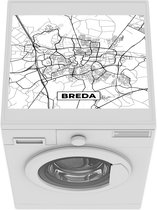 Wasmachine beschermer - Wasmachine mat - Kaart - Breda - Zwart - Wit  - 55x45 cm - Droger beschermer