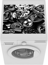 Wasmachine beschermer mat - Sokken van bovenaf - zwart wit - Breedte 55 cm x hoogte 45 cm