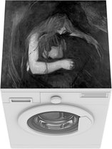 Wasmachine beschermer mat - Love and Pain - Schilderij van Edvard Munch - zwart wit - Breedte 60 cm x hoogte 60 cm