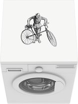 Wasmachine beschermer mat - Fiets - Man - Vintage - Breedte 60 cm x hoogte 60 cm