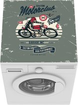 Wasmachine beschermer mat - Motor - Helm - Tekening - Vintage - Breedte 60 cm x hoogte 60 cm