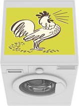 Wasmachine beschermer mat - een kakelende haan in pop art - Breedte 55 cm x hoogte 45 cm