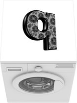 Wasmachine beschermer mat - Een zwart met gele letter q - zwart wit - Breedte 60 cm x hoogte 60 cm