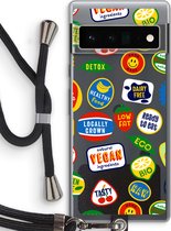 Case Company® - Google Pixel 6 Pro hoesje met Koord - Fruitsticker - Telefoonhoesje met Zwart Koord - Bescherming aan alle Kanten en Over de Schermrand