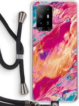 Case Company® - Oppo A94 5G hoesje met Koord - Pastel Echoes - Telefoonhoesje met Zwart Koord - Bescherming aan alle Kanten en Over de Schermrand