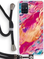 Case Company® - Samsung Galaxy A71 hoesje met Koord - Pastel Echoes - Telefoonhoesje met Zwart Koord - Bescherming aan alle Kanten en Over de Schermrand