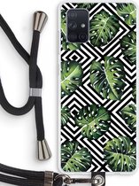 Case Company® - Samsung Galaxy A71 hoesje met Koord - Geometrische jungle - Telefoonhoesje met Zwart Koord - Bescherming aan alle Kanten en Over de Schermrand