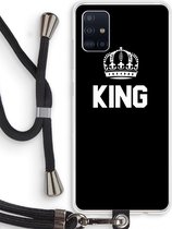 Case Company® - Samsung Galaxy A51 4G hoesje met Koord - King zwart - Telefoonhoesje met Zwart Koord - Bescherming aan alle Kanten en Over de Schermrand