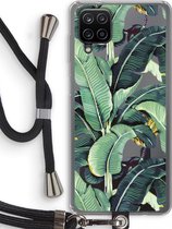 Case Company® - Samsung Galaxy A12 hoesje met Koord - Bananenbladeren - Telefoonhoesje met Zwart Koord - Bescherming aan alle Kanten en Over de Schermrand