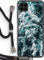 Case Company® - Samsung Galaxy A22 4G hoesje met Koord - Zee golf - Telefoonhoesje met Zwart Koord - Bescherming aan alle Kanten en Over de Schermrand