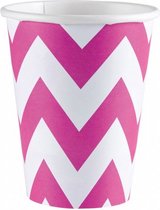 feestbekers Waves 266 ml 8 stuks roze