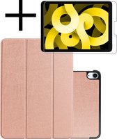 Hoesje Geschikt voor iPad Air 2022 Hoesje Case Hard Cover Hoes Book Case Met Uitsparing Geschikt voor Apple Pencil Met Screenprotector - Rosé goud