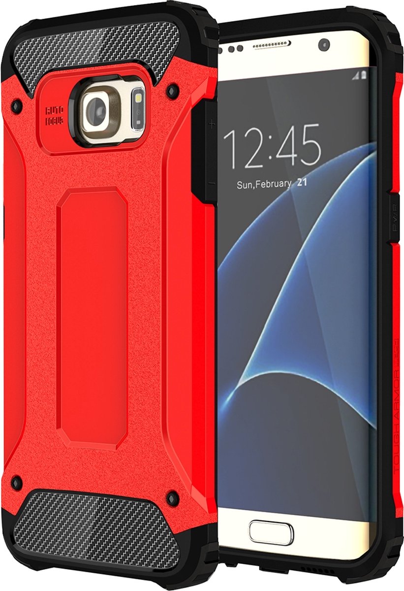 Mobigear Hoesje geschikt voor Samsung Galaxy S7 Edge Telefoonhoesje Hardcase | Mobigear Outdoor Backcover Shockproof | Schokbestendig Galaxy S7 Edge Telefoonhoesje | Anti Shock Proof - Rood