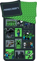 Minecraft Dekbedovertrek Survival Mode - Eenpersoons - 140 x 200 cm - Katoen