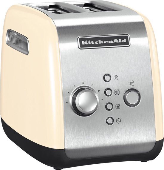 KitchenAid Broodrooster - Tosti apparaat met 2 Sleuven, warmhoudfunctie en ontdooi functie - Amandel crème, beige