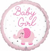 folieballon Baby Girl olifant 43 cm roze/wit/zilver