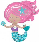 folieballon Shimmering Mermaid 73 x 76 cm roze/blauw